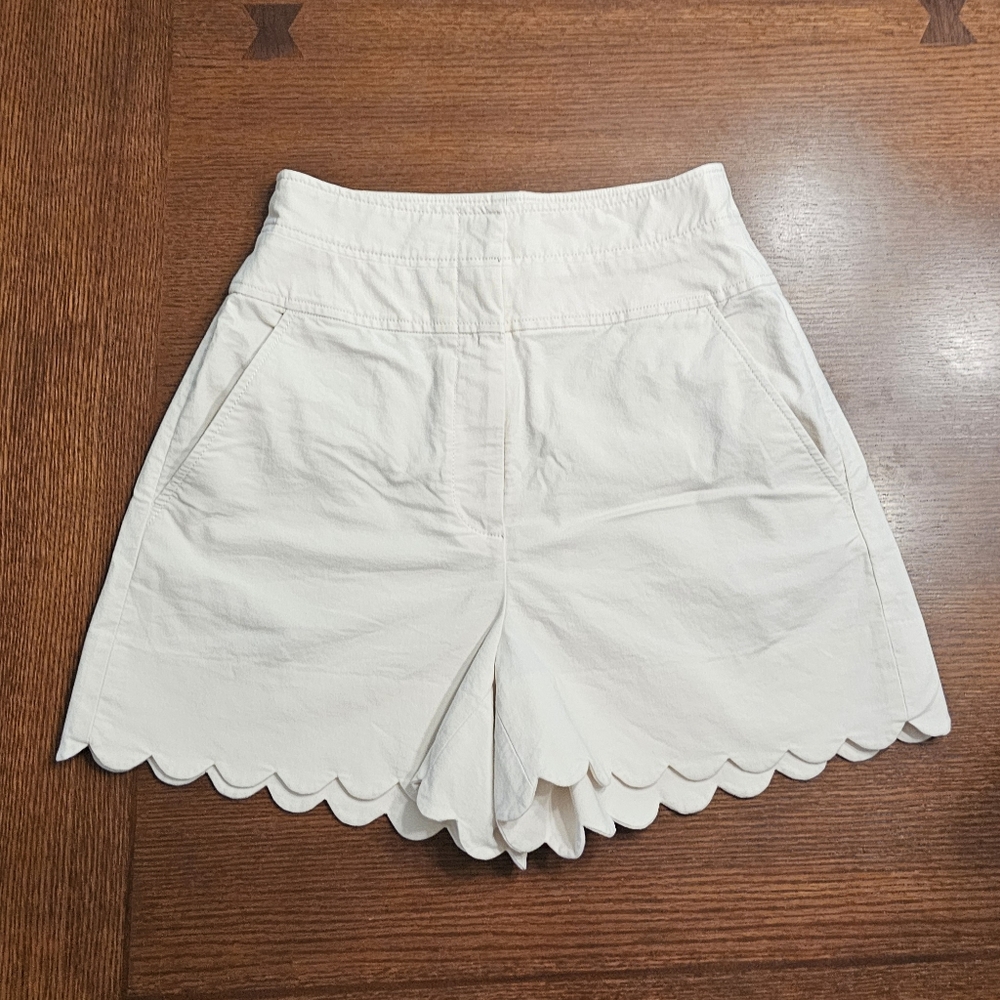 Rebecca Taylor High Waist Scalloped White Shorts